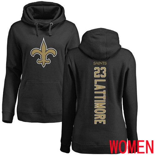 New Orleans Saints Black Women Marshon Lattimore Backer NFL Football #23 Pullover Hoodie Sweatshirts